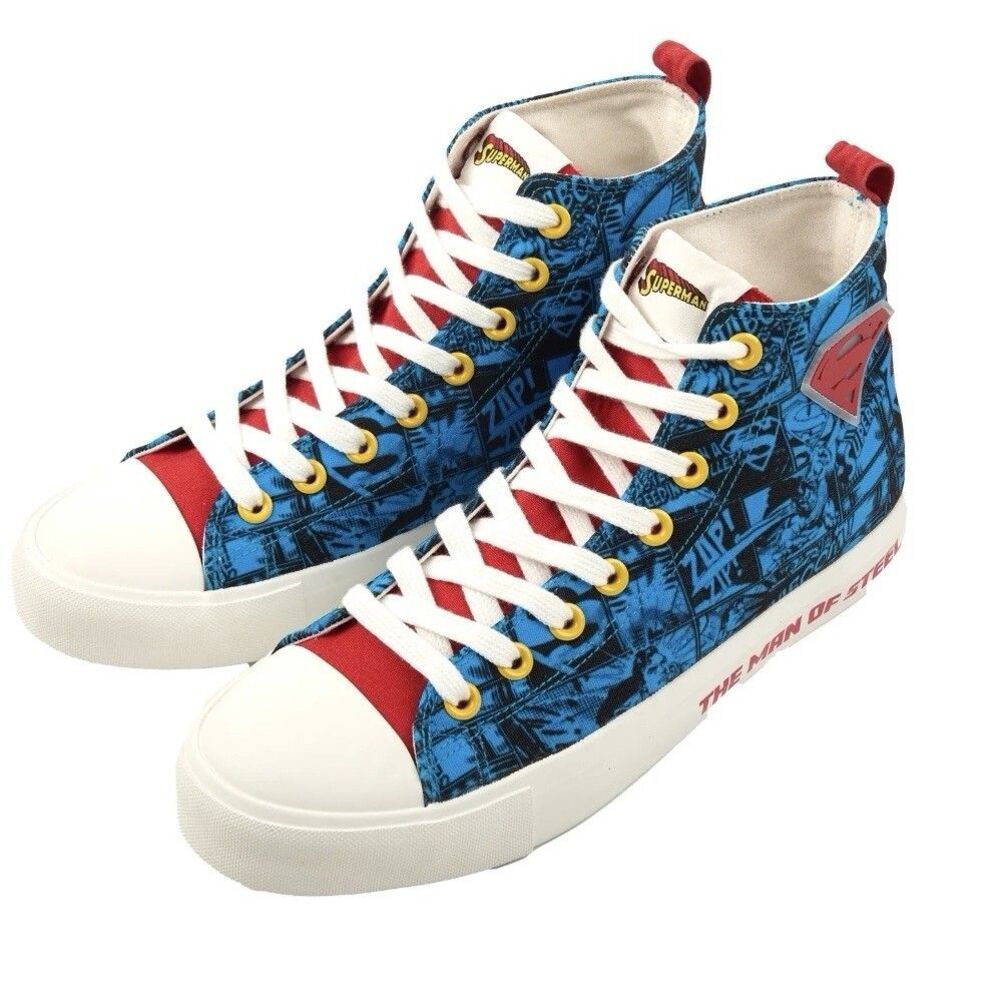 Superman Men High Top Shoes Canvas Sneakers NEW NWT The Man Of Steel Blue Size 7